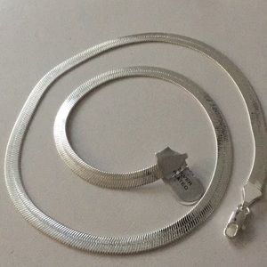 New high quality silver plated herringbone chain necklace  19”, width 6". Unisex